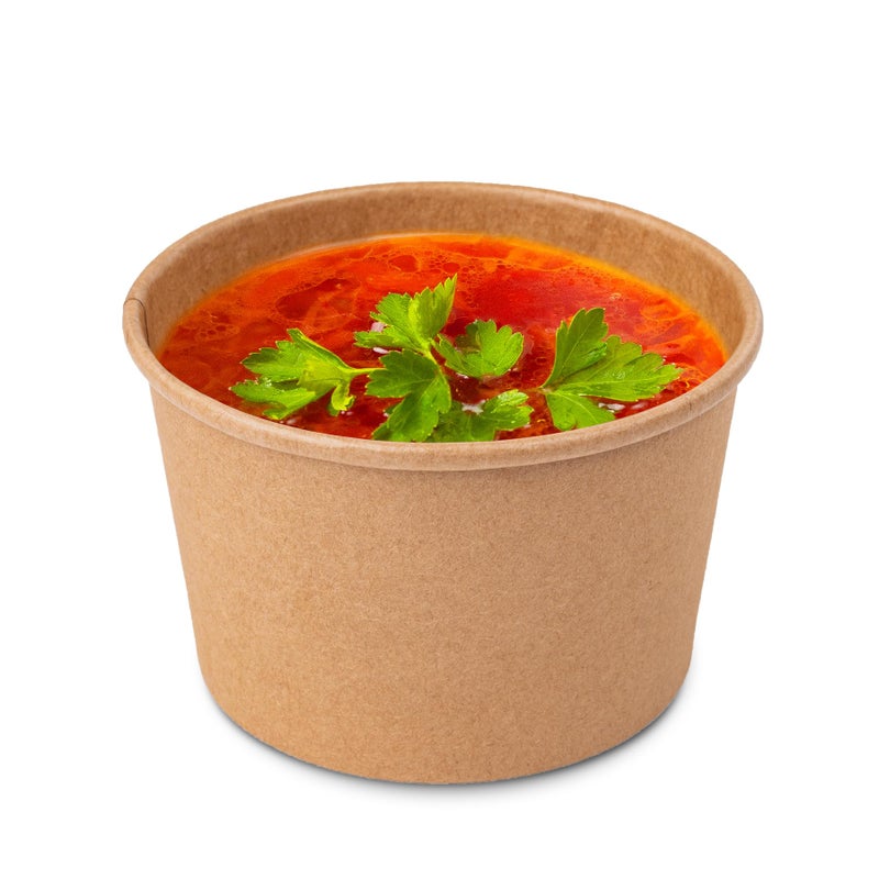 PakTalk Paper Soup Containers with Lids 50 Pack Brown Soup Bowls Biodegradable Ice Cream Cups with LidS for Hot Soup or Ice Cream 50 sets 8 oz
